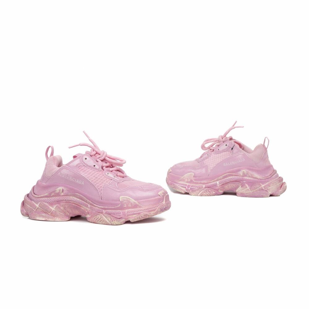 $1.4K NEW Balenciaga Triple S Faded Pink Mesh Distressed Sneakers Shoes US5 EU35